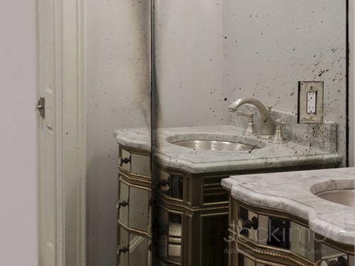 snowden antiquemirror backsplashbathroom