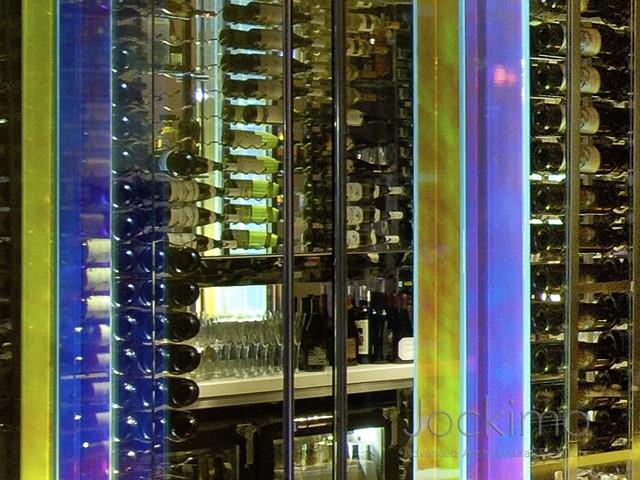 Luma on Park Restaurant Jockimo DichroGlass Dichroic Glass Wine Wall Panels